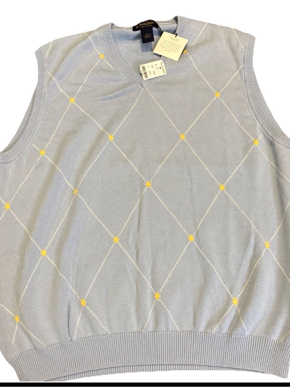 NWT Brooks Brothers XL Pima Cotton Argyle Sweater Vest Mens NEW